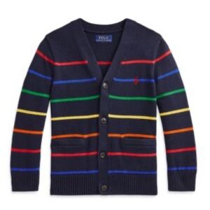 MWT Polo Ralph Lauren Boy's Striped V Neck Cardigan. Size 7